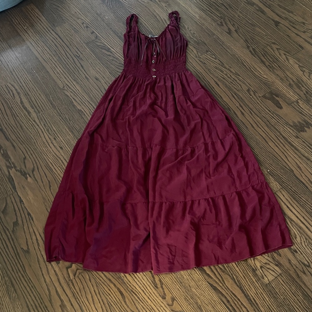 Ost Deep Red Garment with Ruffle Detail